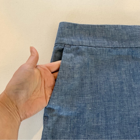 Ann Taylor Loft Women’s 12 Riviera Scallop Hem Shorts Chambray Linen Blend - Picture 6 of 12